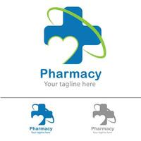 logo of health care pharmacy modern logo design in fresh and unique idea logo vector