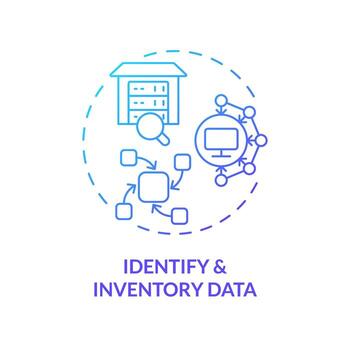 Gradient identify and inventory data concept thin line icon, isolated vector representing data democratization.