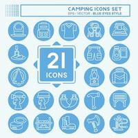 Icon Set Camping. related to Adventure symbol. blue eyes style. simple design editable. simple illustration vector