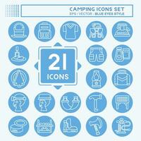 Icon Set Camping. related to Adventure symbol. blue eyes style. simple design editable. simple illustration vector