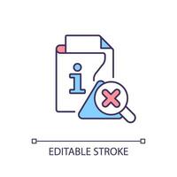 Editable marketing defects icon representing product liability, isolated vector, thin line illustration. vector