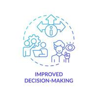 Gradient improved decision-making concept thin line icon, isolated vector representing data democratization.