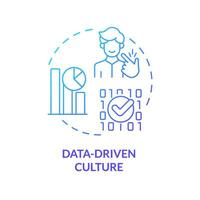 Gradient data-driven culture concept thin line icon, isolated vector representing data democratization.