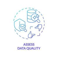 Gradient assess data quality concept thin line icon, isolated vector representing data democratization.