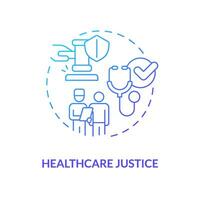 Healthcare justice blue gradient concept icon. Medical service access. Social justice example abstract idea thin line illustration. Isolated outline drawing vector