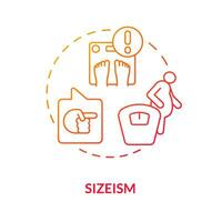 Sizeism red gradient concept icon. Comment and criticize human body. Social injustice example abstract idea thin line illustration. Isolated outline drawing vector