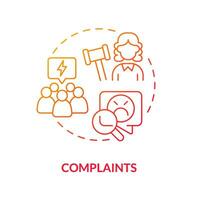 Complaints red gradient concept icon. Unsatisfied customers. Client claims. Law and legal issue abstract idea thin line illustration. Isolated outline drawing vector