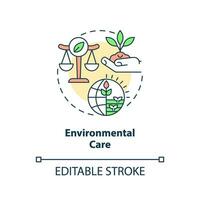 Environmental care concept icon. Natural resources. Agriculture policy objective abstract idea thin line illustration. Isolated outline drawing. Editable stroke vector