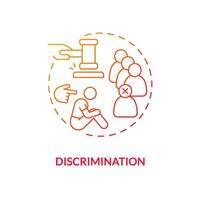 Discrimination red gradient concept icon. Social exclusion. Intolerance and prejudice. Justice issue abstract idea thin line illustration. Isolated outline drawing vector