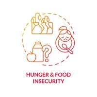 Hunger and food insecurity red gradient concept icon. Starvation. Social injustice example abstract idea thin line illustration. Isolated outline drawing vector