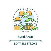 Rural areas concept icon. Jobs, growth and equality. Agriculture policy objective abstract idea thin line illustration. Isolated outline drawing. Editable stroke vector