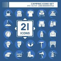 Icon Set Camping. related to Adventure symbol. long shadow style. simple design editable. simple illustration vector