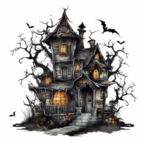 verfolgt Halloween Haus Clip Art generativ ai Technologie png