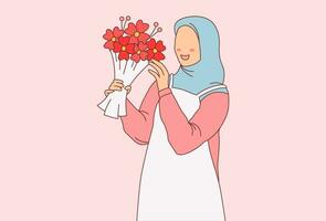 florist wearing hijab illustration vector