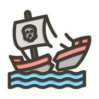 Shipwreck Vector Thick Line Filled Colors Icon For Personal And Commercial Use.