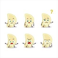 Cartoon character of slice of garlic with what expression vector