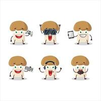 Champignon cartoon character are playing games with various cute emoticons vector