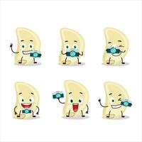 Photographer profession emoticon with slice of garlic cartoon character vector