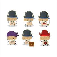 Cartoon character of morel with various pirates emoticons vector