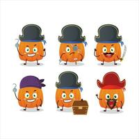 Cartoon character of new pumpkin with various pirates emoticons vector