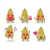 Slice of squash cartoon character with love cute emoticon vector