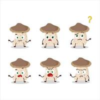 Cartoon character of shiitake mushroom with what expression vector