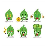 Peas cartoon character with cute emoticon bring money vector