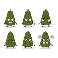 squash dibujos animados personaje con varios enojado expresiones vector