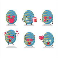 Light blue easter egg cartoon character with love cute emoticon vector