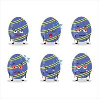 dibujos animados personaje de azul Pascua de Resurrección huevo con soñoliento expresión vector