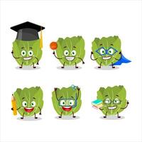 School student of romain letuce cartoon character with various expressions vector