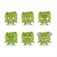 Romain letuce cartoon character with various angry expressions vector