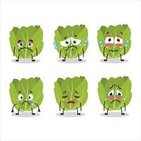 Romain letuce cartoon character with sad expression vector