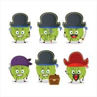 Cartoon character of romain letuce with various pirates emoticons vector