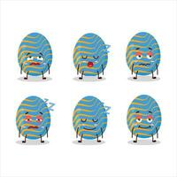 Cartoon character of light blue easter egg with sleepy expression vector