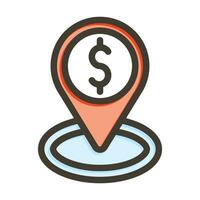 Bank Location Vector Thick Line Filled Colors Icon For Personal And Commercial Use.