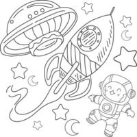 hand drawn kawaii coloring page of galaxy vector