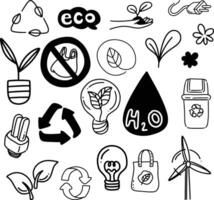 hand drawing eco icon design vector