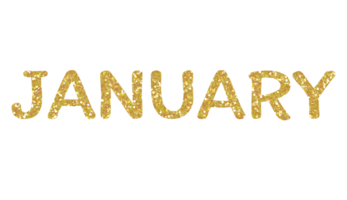 Gold glitter JANUARY Letters Icon. January sign. Design for decorating, background, wallpaper, illustration. png