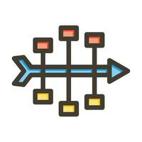 Fishbone Diagram Vector Thick Line Filled Colors Icon For Personal And Commercial Use.