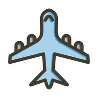 avión vector grueso línea lleno colores icono para personal y comercial usar.
