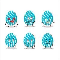 Cyan easter egg cartoon character with nope expression vector