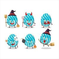 Halloween expression emoticons with cartoon character of cyan easter egg vector