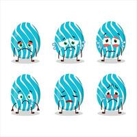 Cyan easter egg cartoon character with sad expression vector