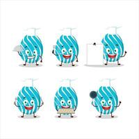 Cartoon character of cyan easter egg with various chef emoticons vector