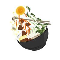 Listo a comer bimbimbap coreano comida ilustración logo vector