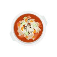 Korean Food Kimchi Sujebi Vector Illustration Logo