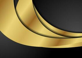 Golden luxury waves on black background vector