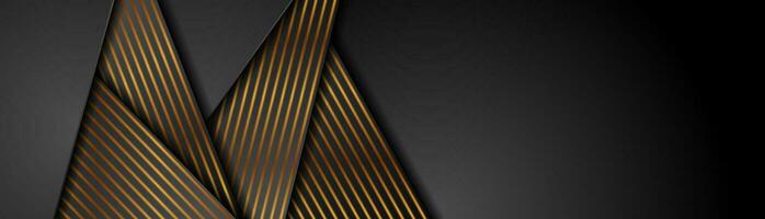 Abstract black and bronze smooth stripes corporate banner design vector