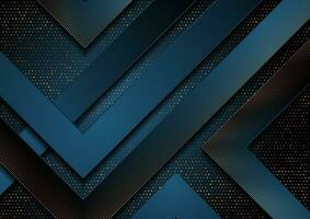 Dark blue and golden abstract tech geometric background vector